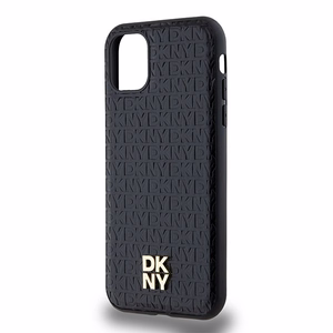 DKNY Leather Monogram Pattern Metal Logo MagSafe Чехол для iPhone 11 / Xr - чёрный