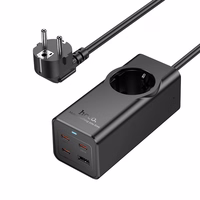Pagarinātājs 2 m Hoco 1 ligzda + USB A + 3 x USB C QC3.0 PD 3A 67W NS9 melna