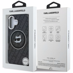 Karl Lagerfeld IML Choupette Head Logo MagSafe Case for iPhone 16 - Black