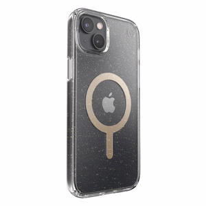 Speck Presidio Perfect-Clear with Glitter + MagSafe vāciņš ierīcei iPhone 15 Plus / 14 Plus, ar Microban pretmikrobu aizsardzību, “Clear / Gold Glitter” krāsu kombinācija