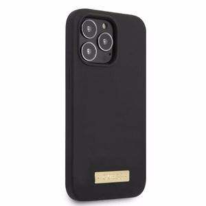 Guess GUHMP13LSPLK iPhone 13 Pro / 13 6.1" melns/melns cietais apvalks Silikona Logo Plate Magnētiskais