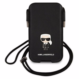 Karl Lagerfeld rokassoma KLHCP12LOPHKMK 6,7" melna hardcase Saffiano Ikonik Karl's