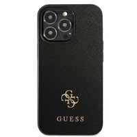 Guess Saffiano 4G Small Metal Logo viedtālruņa apvalks iPhone 13 Pro / 13 6.1" - melna