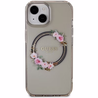 Guess IML Flowers Wreath MagSafe viedtālruņa apvalks iPhone 15 / 14 / 13 - melns