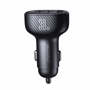 Joyroom JR-CCD04 30W 2x USB-C USB-A automašīnas lādētājs ar ekrānu - melns