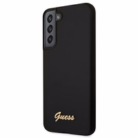 Guess GUHCS22MLSLMGBK S22+ S906 melns/melns hardcase Silicone Script Metal Logo