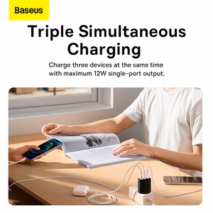 Baseus Compact Wall Charger - 3xUSB - 17W (CCXJ020101) black