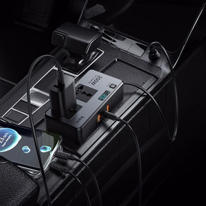 Smart dual car inverter charger Hoco 2 lighter ports max 200W PD66W/1C2A Z66 black