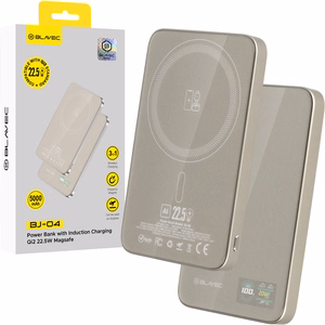 Blavec Portatīvais lādētājs 5000mAh BJ-04 Īpaši Plāns 7,8mm - Type C - 22,5W magnētiskā Magsafe 3 in 1 (PBBJ04-MC5GD) zelta stikls