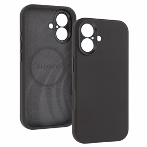Liavec Silk Shield maciņš ar metāla kameras rāmi priekš Iphone 17 melns