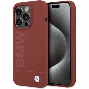 BMW silikona lielais logotips magnētiskais viedtālruņa apvalks iPhone 15 Pro - sarkans