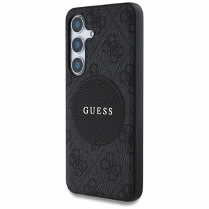 Guess 4G Apaļš Klasiskais Logotips Magnētiskais Viedtālruņa apvalks Samsung Galaxy S25 Melns