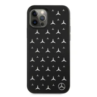Mercedes Sudraba zvaigžņu raksta viedtālruņa apvalks iPhone 12 / iPhone 12 Pro - melns