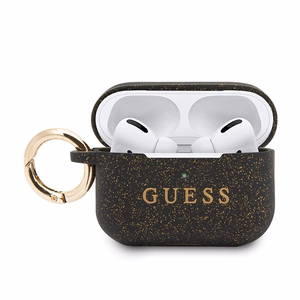 Guess Ring silikona maciņš AirPods Pro melns ar zeltainu