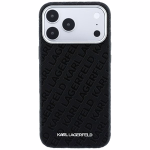 Karl Lagerfeld PU Grained Allover Semi Wrap MagSafe maciņš Apple iPhone 18 Pro Max, melns