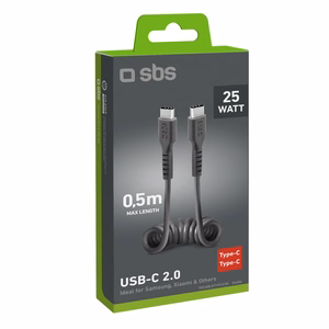 SBS TECABLETYPCCSK USB-C spiral cable - USB-C 0.5m - black