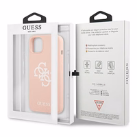 Guess GUHCP13SLS4GWPI iPhone 13 mini 5.4 silikona 4G logotipu kietais apvalks - rozā