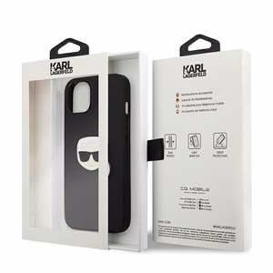 Karl Lagerfeld Ādas Ikonik Karl's Head Metāla apvalks iPhone 13 mini - melns