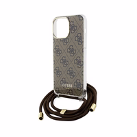 Guess Crossbody Cord 4G Print viedtālruņa apvalks iPhone 15 Pro – brūns