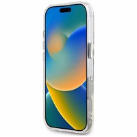 Guess IML Metal Colored Circle Classic Logo Magnētiskais viedtālruņa apvalks iPhone 16 Pro - balts