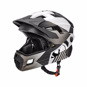 Rockbros TS-61 10110061006 bērnu velo ķivere ar noņemamu zoda aizsargu, izmērs M (54-57) - pelēka