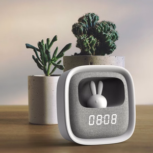 Alarm clock with LED Bunny night light PURE FNL-06 AURORA balts square Forever Light
