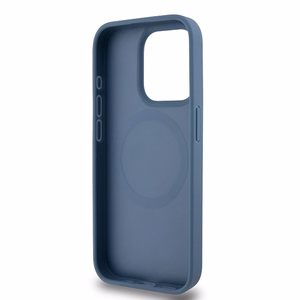 DKNY Ādas monogrammas raksta metāla logotips Magnētiskais viedtālruņa apvalks iPhone 15 Pro - zila
