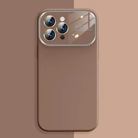 Mīksts silikona objektīva apvalks Iphone 15 Plus brūna