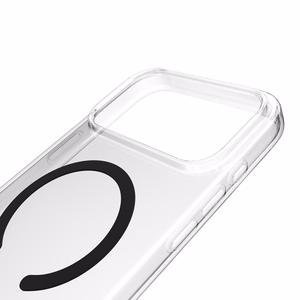 Puro Lite Mag TPU+PC Case Compatible with MagSafe for iPhone 17 Pro - Transparent with Black Ring
