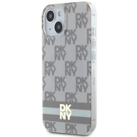 DKNY IML rūtainais mono raksts un drukātas svītras Magnētiskais viedtālruņa apvalks iPhone 15 Plus / 14 Plus - bēša