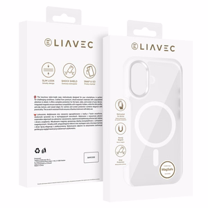 Liavec Cloudy maciņš ar metāla kameras rāmi priekš Iphone 17 balts (kameras vadības poga)