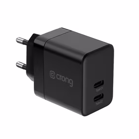 Crong Ultra Compact GaN - 2x USB-C 35W PD 3.0 tīkla lādētājs with PPS (melns)