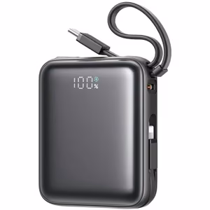 Joyroom JR-PBF27 10000mAh 22.5W внешний аккумулятор со встроенными кабелями USB-C и Lightning - Чёрный