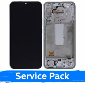 LCD Displejs Saderīgs ar Samsung A346 A34 5G Ar Frame / Sudrabs / (Service Pack)