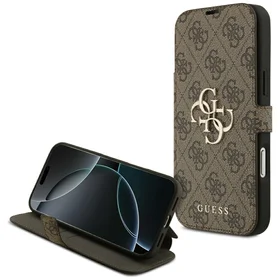 Guess Book 4G Metal Logo viedtālruņa apvalks iPhone 17 Pro Max - brūns