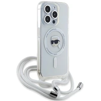 Karl Lagerfeld Crossbody IML Karl Head Magnētiskais viedtālruņa apvalks iPhone 15 Pro – caurspīdīgs