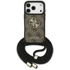 Guess 4G Big Logo Cord Stap soma pāri plecam viedtālrunim iPhone 17 Pro - brūns