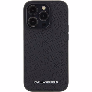 Karl Lagerfeld stepēts viedtālruņa apvalks ar K rakstu iPhone 15 Pro - melns