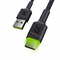 Green Cell KABGC06 USB kabelis 1.2 m USB A USB C melns