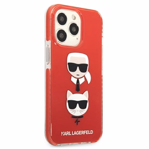 Karl Lagerfeld Karl & Choupette Head viedtālruņa apvalks iPhone 13 Pro / iPhone 13 - sarkans