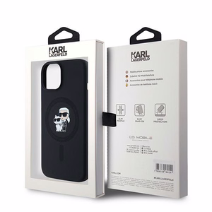 Karl Lagerfeld silikona Karl&Choupette magnētiskais viedtālruņa apvalks iPhone 15 Plus / 14 Plus - melns