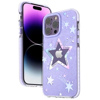 Kingxbar Heart Star Series viedtālruņa apvalks iPhone 14 Plus violeta zvaigznes apvalks