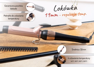 Adler AD 2118 – ceramic curling iron, 32 mm, up to 200 °C, 56 W, black/pink
