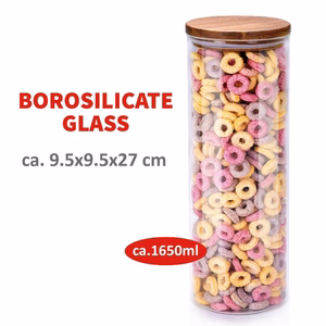 Alpina borsilikāta stikla burka beramiem produktiem ar akācijas koka vāku, 1650 ml