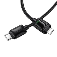 Kabelis ar LCD USB C uz Lightning Hoco PD 30W 1,2 m U146 melns