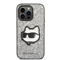 Karl Lagerfeld KLHCP14LG2CPS iPhone 14 Pro 6.1" sudraba/sudraba cietais apvalks Spīdumi Choupette uzlīme