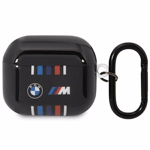 BMW BMA322SWTK maciņš AirPods 3. paaudzei, melns / melns, ar daudzkrāsainām līnijām