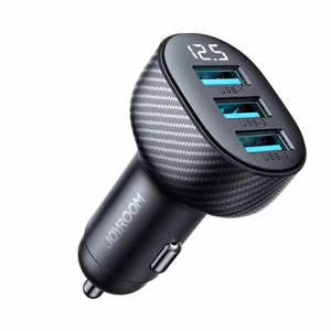 Joyroom JR-CCD03 3.4A automašīnas lādētājs ar 3x USB-A ekrānu - melns