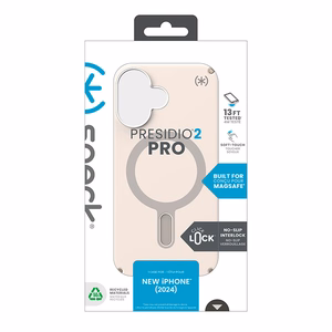 Speck Presidio2 Pro vāciņš ar MagSafe un ClickLock iPhone 16 tālrunim, Bleached Bone/Heirloom Gold