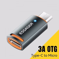 Adapteris Essager "HuntM" melns (In: Type-C / Out: MicroUSB)